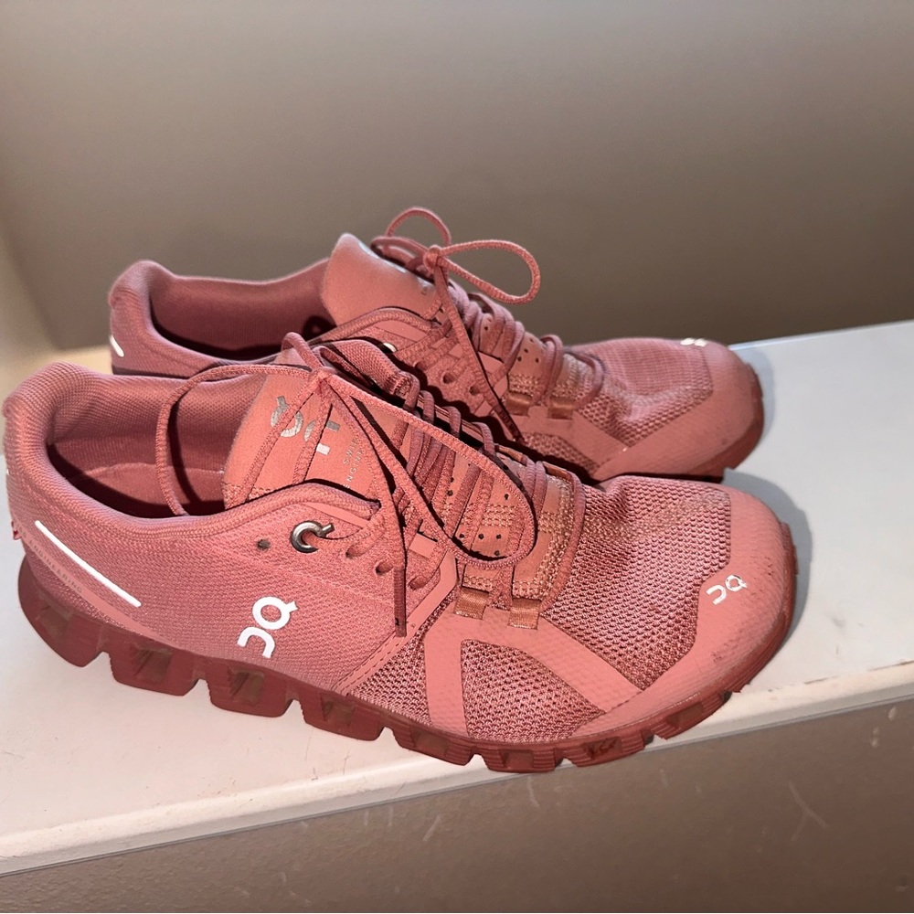 Pink on cloud shoes.